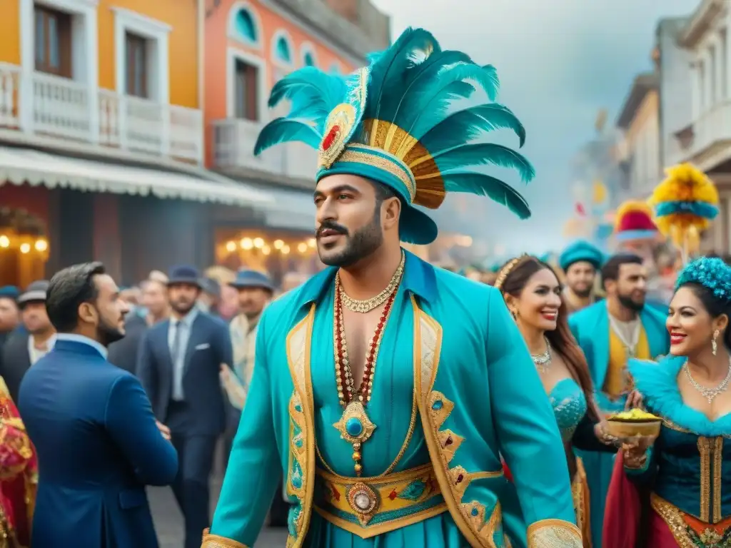 Deslumbrante desfile de carnaval en Uruguay Vibrante desfile de Carnaval en Uruguay: flotas coloridas, música alegre y multitudes festivas