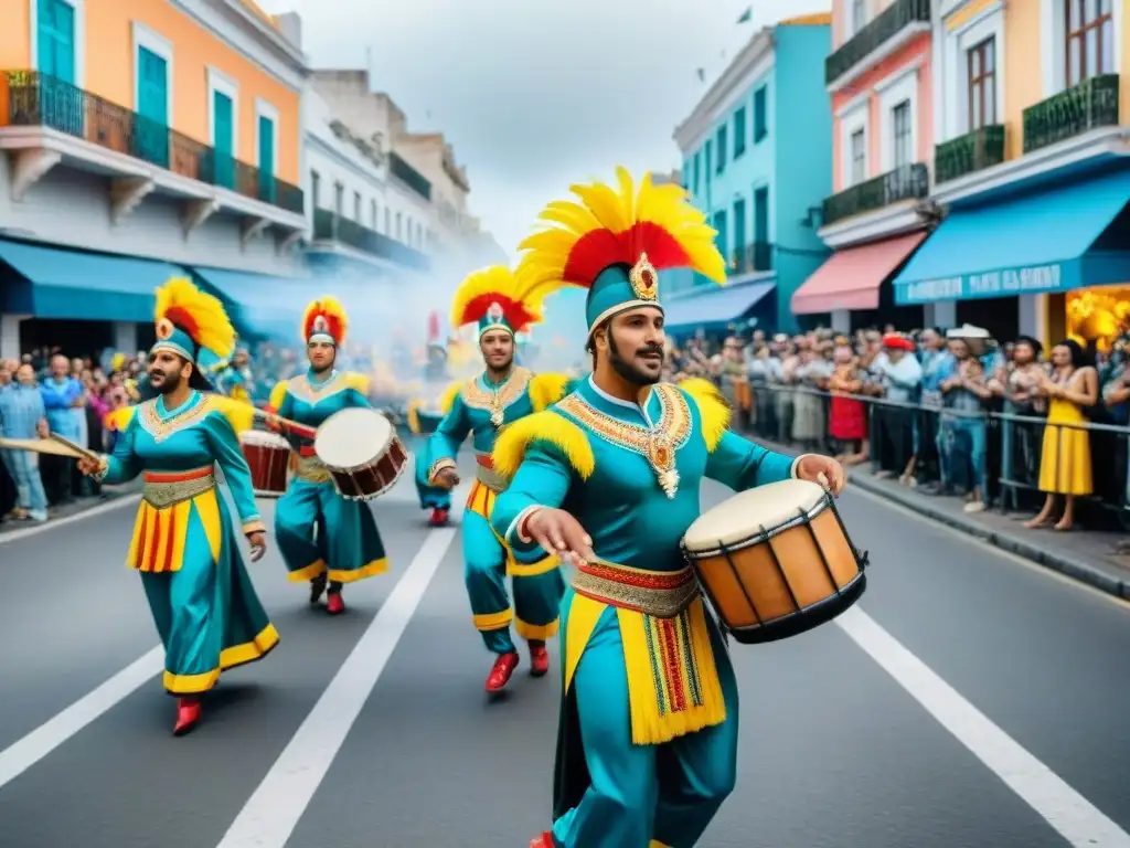 Carnaval de Montevideo: Colorida celebración afrouruguaya Vibrante desfile de Carnaval en Montevideo, Uruguay, con historia del candombe afrouruguayo