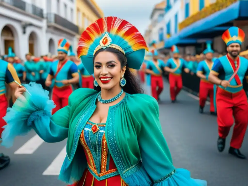 Desfile colorido del Carnaval en Uruguay: alegría y tradición Vibrante desfile de Carnaval en Uruguay, lleno de color y alegría