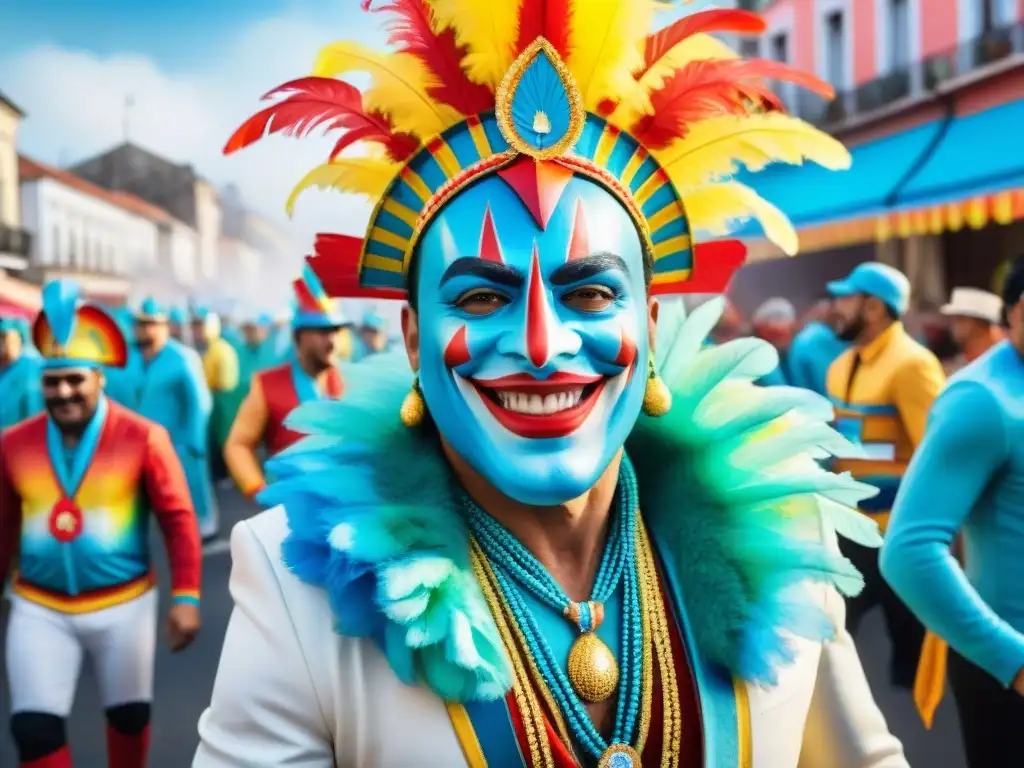 Deslumbrante desfile de carnaval en Uruguay Un vibrante desfile de carnaval en Uruguay con murgas y humoristas en tablados