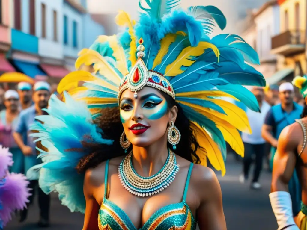 Carnaval en Uruguay: Colorido desfile de murgas y comparsas Un vibrante desfile de Carnaval en Uruguay: murgas, comparsas, música y coloridas conexiones entre Carnaval Uruguayo