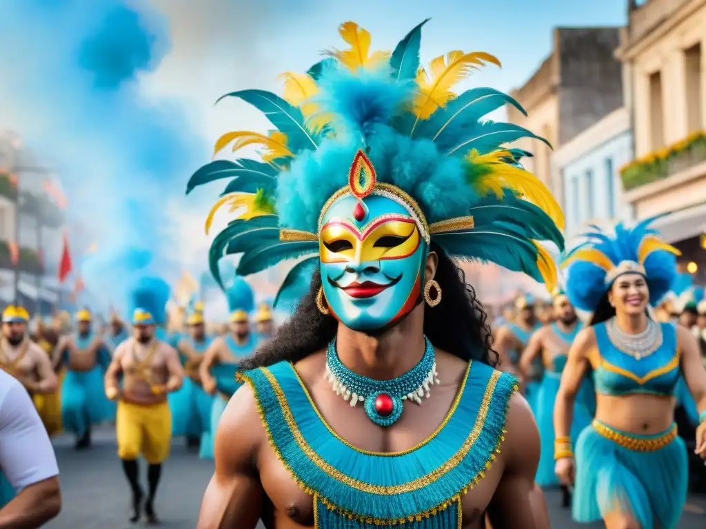 Deslumbrante Carnaval en Uruguay: desfile colorido y vibrante Vibrante desfile del Carnaval Uruguayo en el mundo, con danzas y carros coloridos