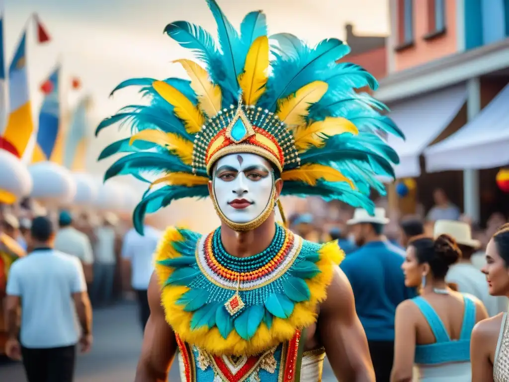 Deslumbrante desfile de Carnaval en Uruguay Float vibrante y detallado inspirado en el Carnaval Uruguayo