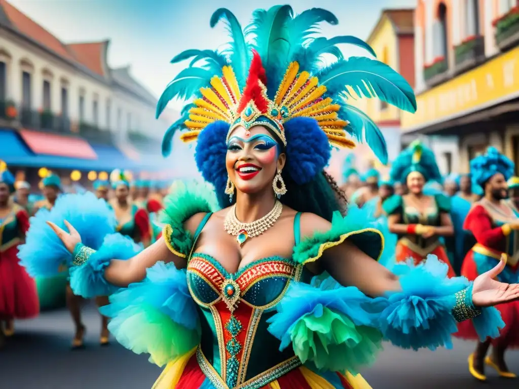 Carnaval vibrante: desfile colorido y energético Una vibrante experiencia de marca en Carnaval: desfile colorido con carros alegóricos, danzantes y espectadores