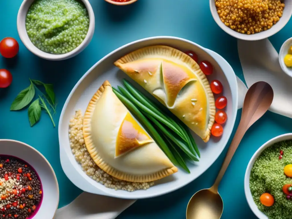 Delicias de Carnaval con quinoa: Tradición reinventada Una ilustración acuarela vibrante de platos de Carnaval con quinoa: empanadas, ensaladas y dulces