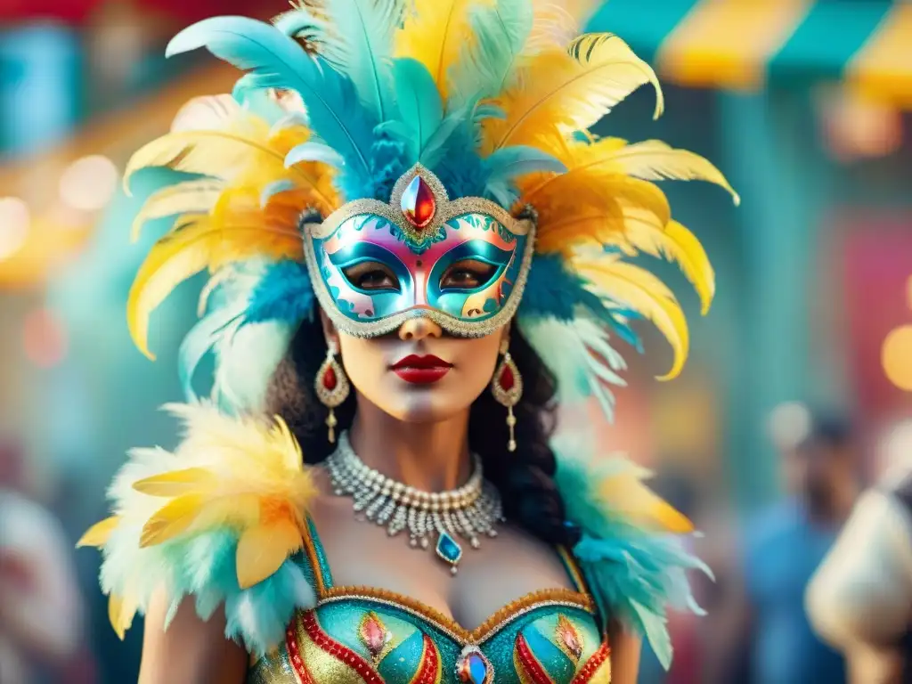 Artesanos y diseñadores creando máscaras de carnaval Un vibrante taller de carnaval con diseñadores y artesanos creando máscaras y trajes coloridos, en un ambiente festivo y lleno de detalle