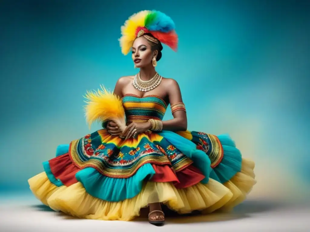 Artesanos creando trajes tradicionales de candombe Vibrantes vestuarios candombe con influencias africanas en detallada acuarela