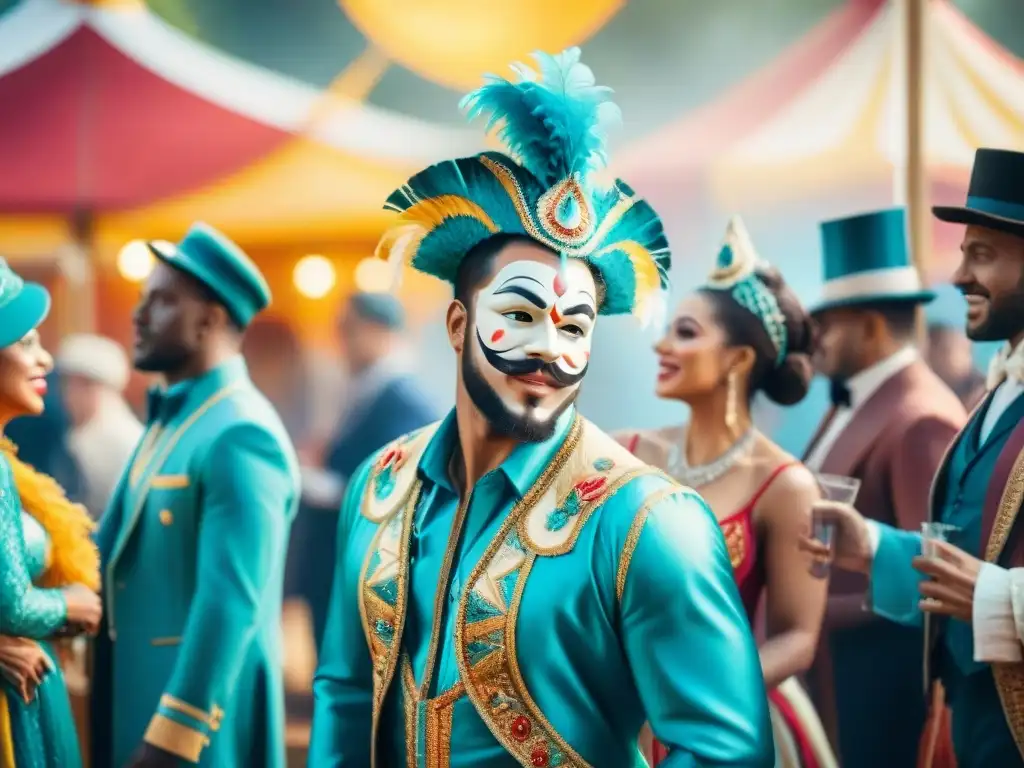 Artistas de Carnaval: Camaradería y Pasión Colorida Vida de los artistas carnavaleros compartiendo risas y pasión entre trajes y música vibrante